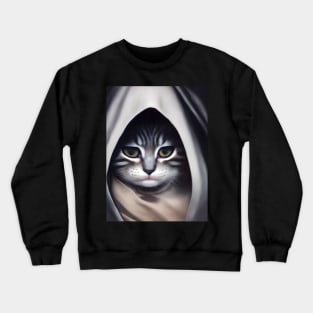 Hooded Cat - Modern Digital Art Crewneck Sweatshirt